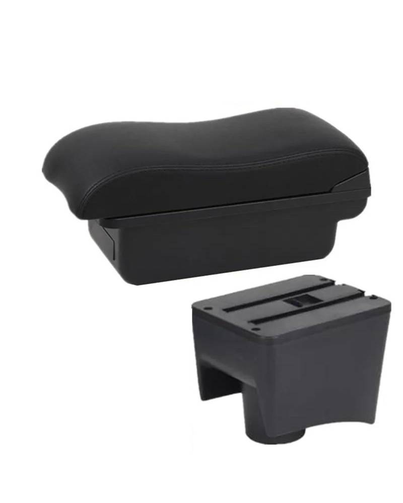 Mittelarmlehne Für Polo Mk5 6R Für 2010-2018 Auto Armlehne Box Innen Lagerung Box Auto Zubehör Car Armrest Portable Handle(A2 Black line NO USB) von HUYHSD