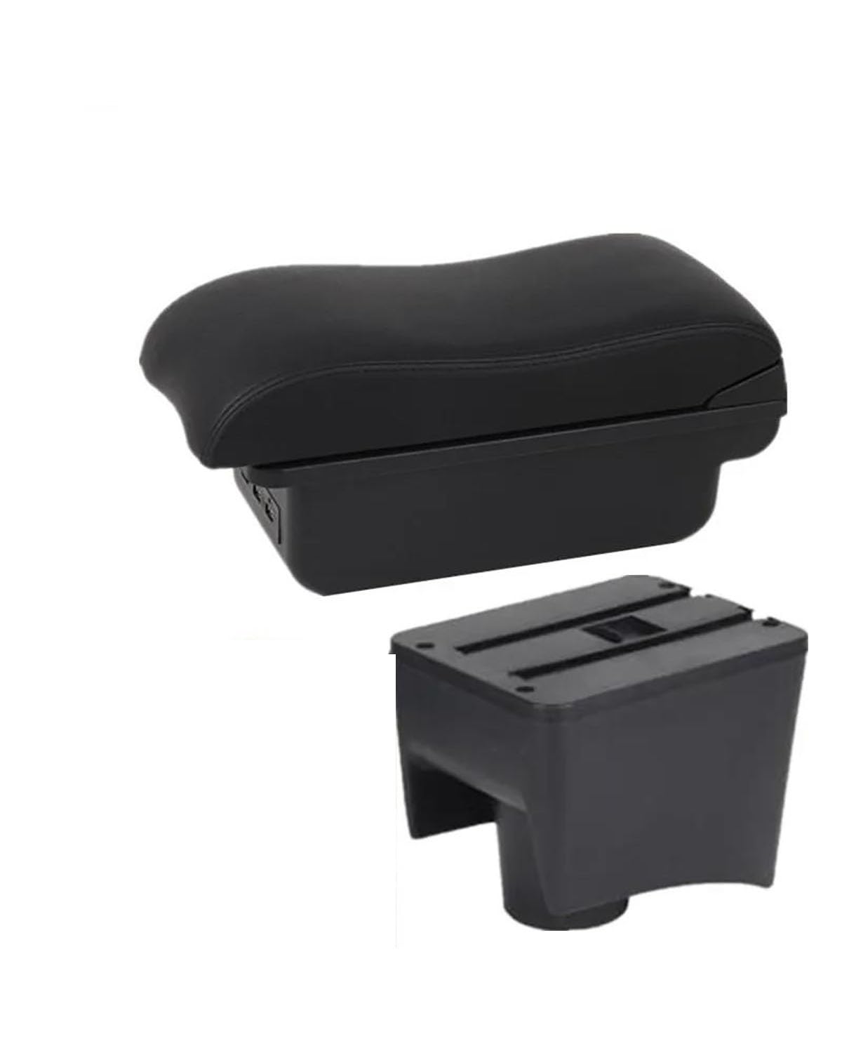 Mittelarmlehne Für Polo Mk5 6R Für 2010-2018 Auto Armlehne Box Innen Lagerung Box Auto Zubehör Car Armrest Portable Handle(B2 Black line 3USB) von HUYHSD