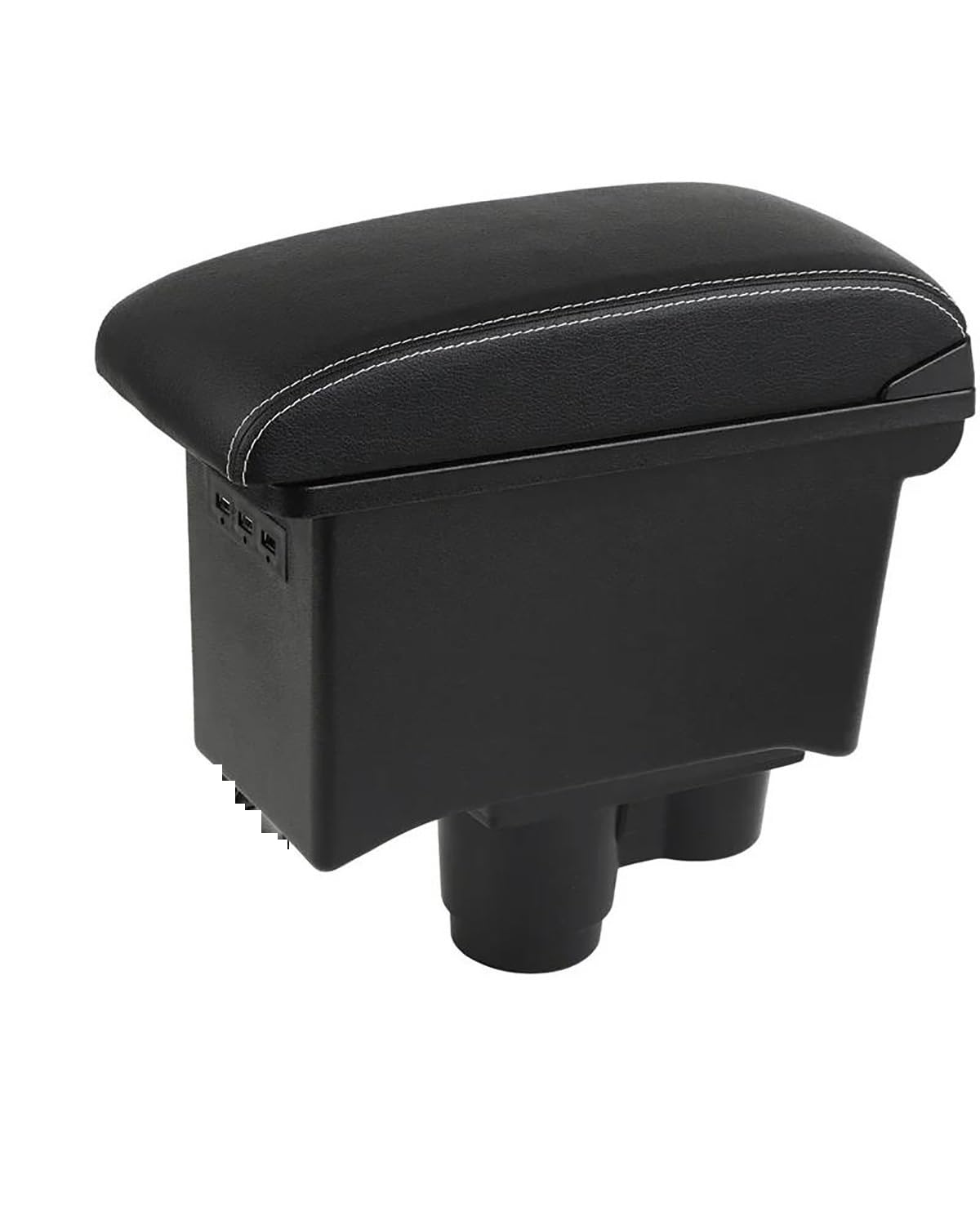 Mittelarmlehne Für RenaultES Für Dacia 2 3 Armlehne Box 2019 2020 2021 2022 Auto Zentrale Konsole Lagerung Doppel Auto Zubehör Car Armrest Portable Handle(A3 Black Leather) von HUYHSD