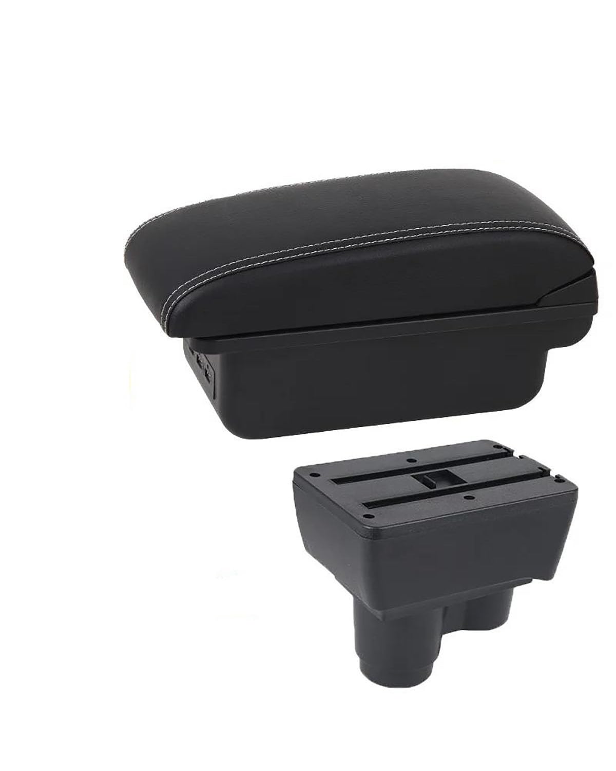 Mittelarmlehne Für RenaultES Für Dacia Auto Armlehne Box 2019 2020 2021 2022 Center Console Storage Box Dekoration Zubehör Car Armrest Portable Handle(B3 White line 3 USB) von HUYHSD