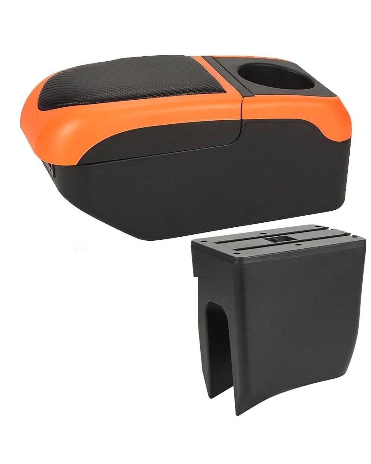 Mittelarmlehne Für RenaultES Für Dacia K-ZE Frühling 2010-2022 Armlehne Box Auto Armlehne Box Zentrum Speicher Box Interne Nachrüstung USB Car Armrest Portable Handle(Black Orange) von HUYHSD