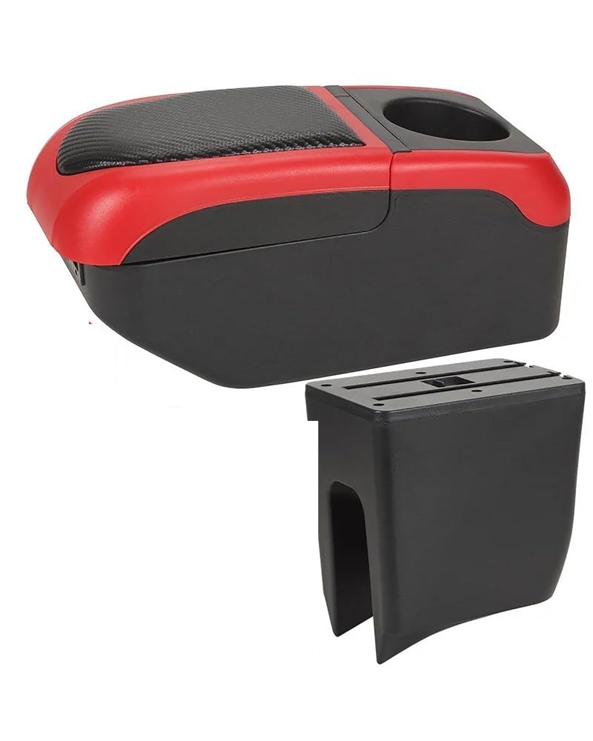 Mittelarmlehne Für RenaultES Für Dacia K-ZE Frühling 2010-2022 Armlehne Box Auto Armlehne Box Zentrum Speicher Box Interne Nachrüstung USB Car Armrest Portable Handle(Black Red) von HUYHSD