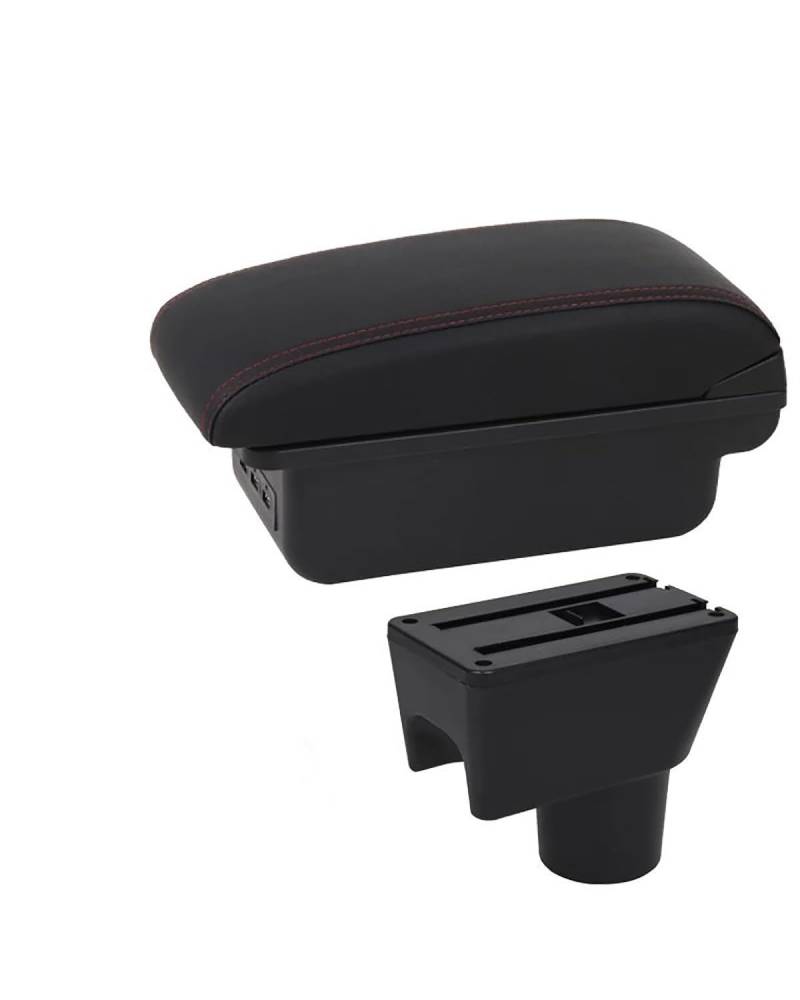 Mittelarmlehne Für RenaultES Für Terrano 3 Oroc Auto Armlehne Retrofit Lagerung Box Auto Zubehör Innen Details Car Armrest Portable Handle(B2 Red line 3 USB) von HUYHSD