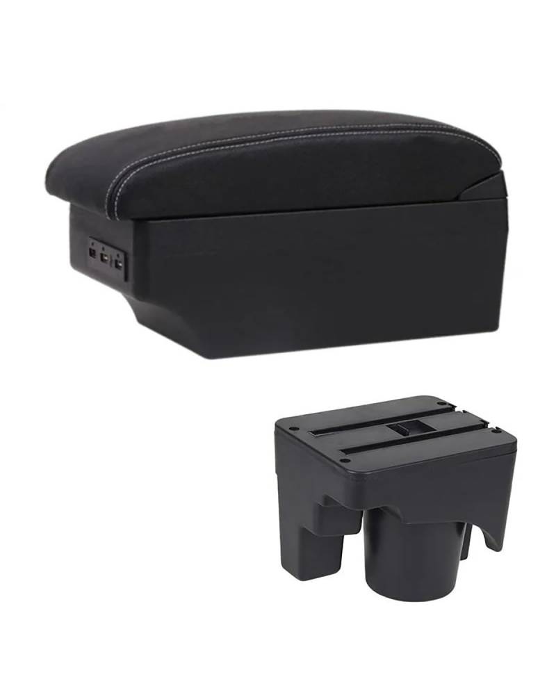 Mittelarmlehne Für Sagitar Für Golf Für 6 5 Mk5 Mk6 Auto Armlehne Box Innen Spezielle Retrofit Teile Zentrum Speicher Box USB Car Armrest Portable Handle(E1 White Line) von HUYHSD