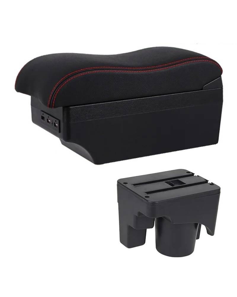 Mittelarmlehne Für Sagitar Für Golf Für 6 5 Mk5 Mk6 Auto Armlehne Box Innen Spezielle Retrofit Teile Zentrum Speicher Box USB Car Armrest Portable Handle(E2 Red Line) von HUYHSD