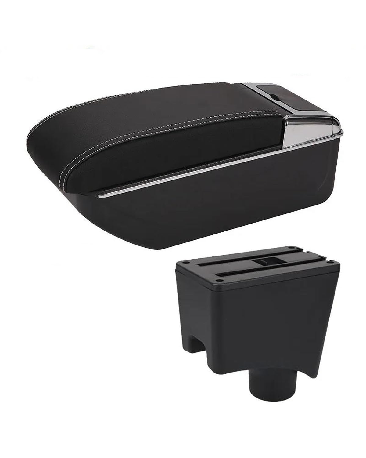 Mittelarmlehne Für Sandero Armlehne Für Dacia Für Sandero Für Almera Für G15 Auto Armlehne Box Car Armrest Portable Handle(D3 Black White NoUSB) von HUYHSD