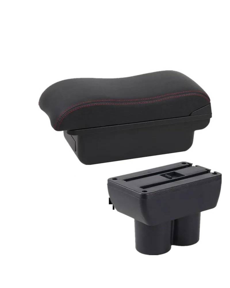 Mittelarmlehne Für Suzuki Für Jimny 1999-2018 Armlehne Box Lagerung Box Gewidmet Retrofit Teile Auto Zubehör Car Armrest Portable Handle(A2 Black red NO USB) von HUYHSD