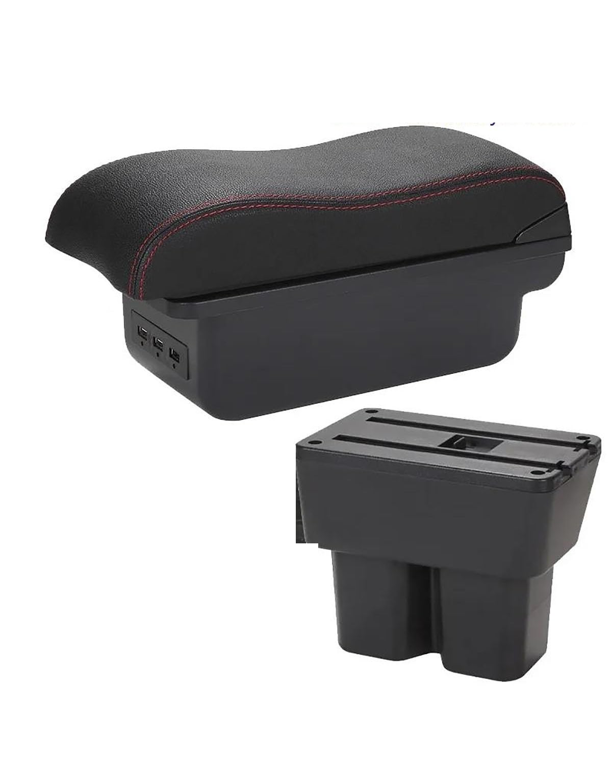 Mittelarmlehne Für Suzuki Für Jimny Für JB74 Auto Armlehne Box 2018-2024 Retrofit Teile Lagerung Box Innen Details Auto Zubehör Car Armrest Portable Handle(B1 Black red 3USB) von HUYHSD