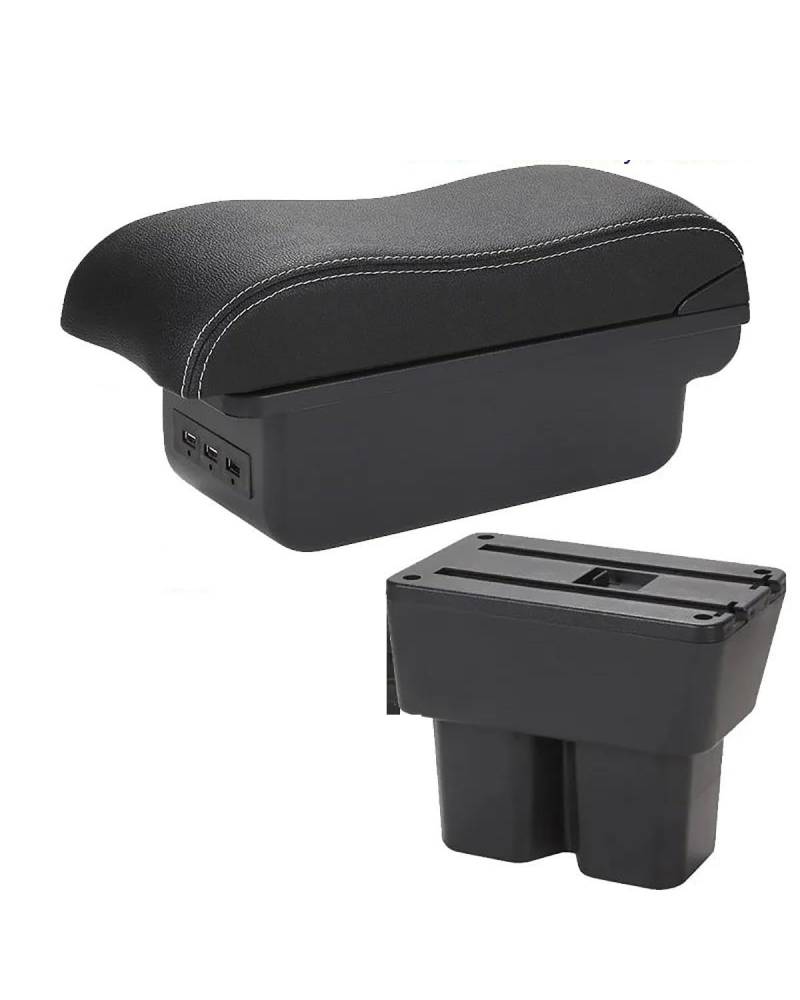 Mittelarmlehne Für Suzuki Für Jimny Für JB74 Auto Armlehne Box 2018-2024 Retrofit Teile Lagerung Box Innen Details Auto Zubehör Car Armrest Portable Handle(B3 Black White 3USB) von HUYHSD