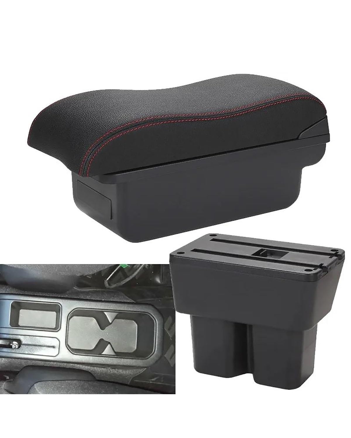 Mittelarmlehne Für Suzuki Für Jimny Für JB74 Auto Armlehne Box 2018-2024 Retrofit Teile Lagerung Box Innen Details Auto Zubehör Car Armrest Portable Handle(C1 Black red NO USB) von HUYHSD