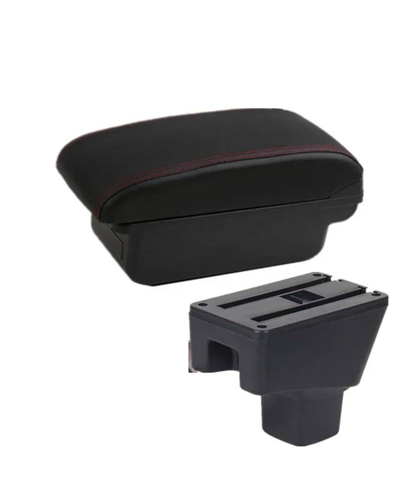 Mittelarmlehne Für Suzuki Für SX4 2011-2024 Auto Armlehne Box Lagerung Box Gewidmet Retrofit Teile Innen Auto Zubehör Car Armrest Portable Handle(A1 Black red NO USB) von HUYHSD