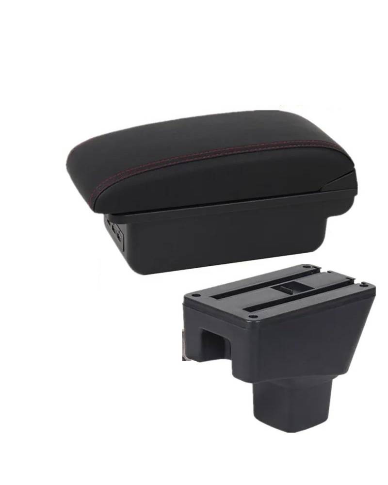 Mittelarmlehne Für Suzuki Für SX4 2011-2024 Auto Armlehne Box Lagerung Box Gewidmet Retrofit Teile Innen Auto Zubehör Car Armrest Portable Handle(B1 Black red 3USB) von HUYHSD