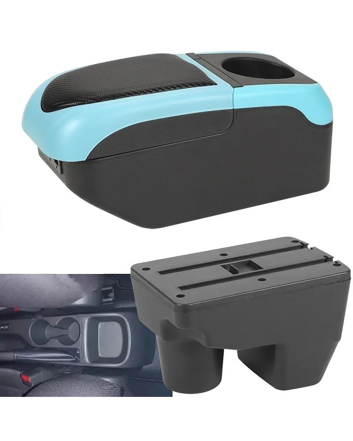 Mittelarmlehne Für Toyota Für Yaris 2010-2021 2022 2023 2024 Armlehne Box Auto Armlehne Lagerung Box Retrofit Teile Car Armrest Portable Handle(Black Blue) von HUYHSD