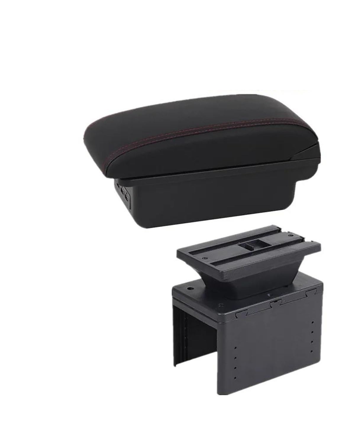 Mittelarmlehne Für i20 Auto Armlehne Box 2021 2022 2023 2024 Innen Teile Lagerung Box Auto Zubehör Car Armrest Portable Handle(B1 Black red 3USB) von HUYHSD