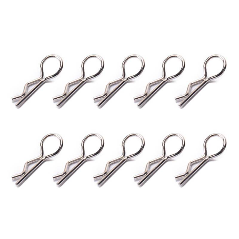 HVRFJXI 10 Stücke R Förmigen Metall Körper Clips Für 1/10 1/8 Modell Auto Langlebige Edelstahl Pins Für RCS Modell Auto Einfache Befestigung von HVRFJXI