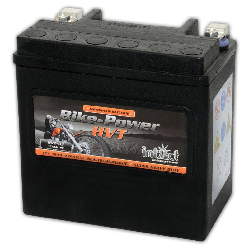 intAct - HVT MOTORRADBATTERIE | Batterie für Motorrad, Rasentraktor. Wartungsfreier & auslaufsicherer Akku. | HVT-03, CTX14L-BS, 65958-04A, 12V Batterie, 14 AH (c20), 250 A (EN) | Maße: 150x87x145mm von Intact