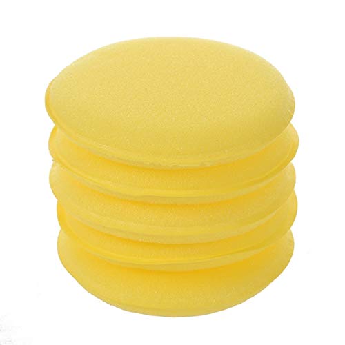 HVVENTY 5 x gelbe Auto-Wachspolitur-Applikator-Pads, groß, 12,7 cm, weiche Schaumstoff-Schwamm-Pads von HVVENTY