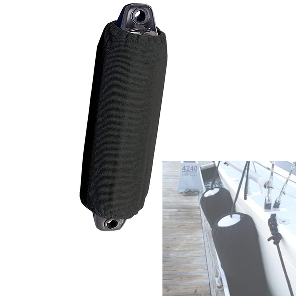 Fenderabdeckung für Boote - Docking-Verankerungszubehör, 8,5" x 27", Schwarz von HWIMARINE