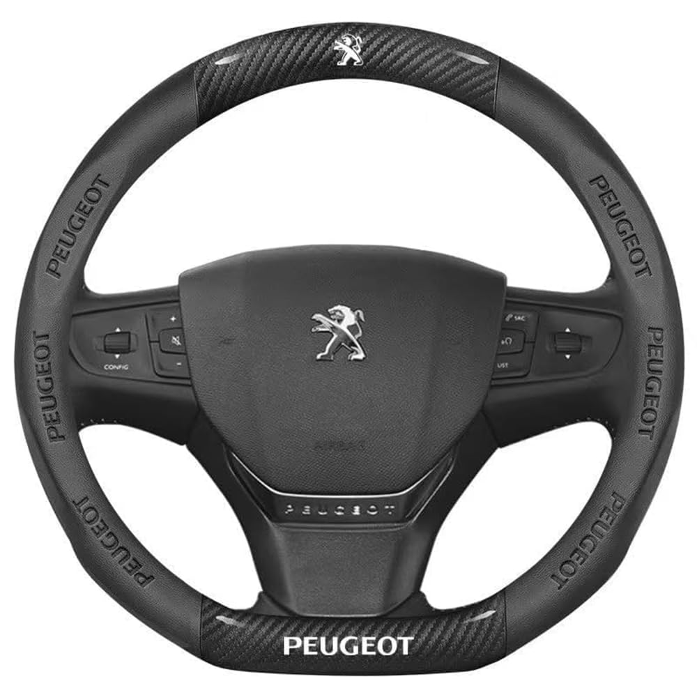 Auto Lenkradbezug, für Peugeot 206 (206+/206 Plus) 2009-2023 Anti Rutsch Lenkradhülle Atmungsaktives Lenkradschutz Mit Auto Emblem Lenkradabdeckung von HWLHWTSN