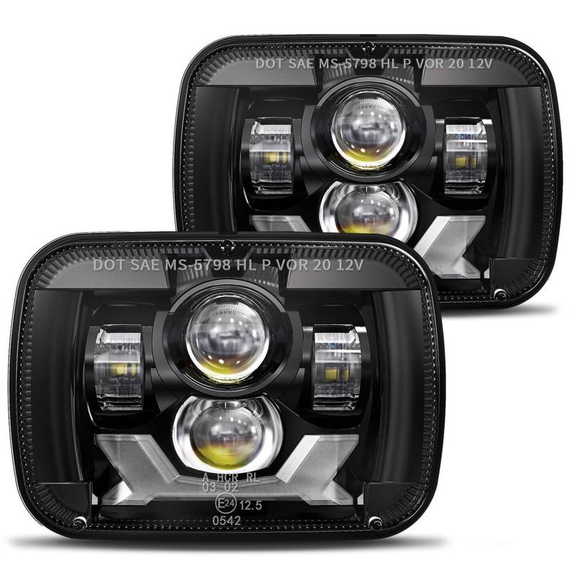 Hwstar 2022 Upgraded 180W DOT 500% Bright Anti-glare H6054 5x7 7x6 Led Headlights,DRL Turn Signal Hi/Low Sealed Beam Compatible with Jeep Cherokee XJ Wrangler YJ Ford Chevy GMC Toyota Nissan Dodge etc von HWSTAR