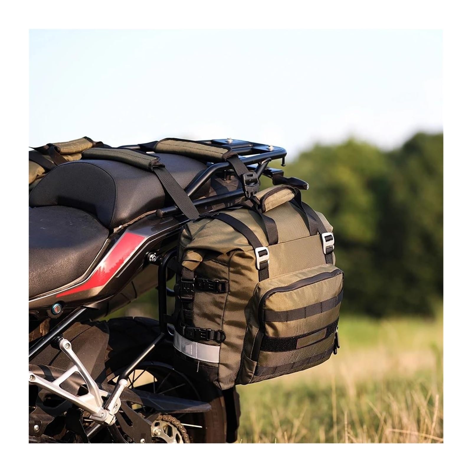 Motorbike Riding Bag Abnehmbare wasserdichte Innentasche, Polyester-Motorradtasche, 20 L, Großes Fassungsvermögen, Universelle Seitensatteltasche Motorcycle Side Bag(Black) von HXCKBLBY