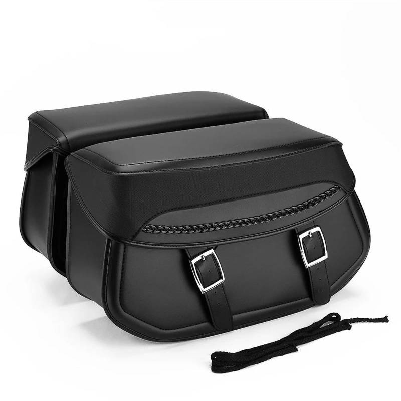 Motorbike Riding Bag Für Sportster Softail Touring Taschen Motorrad Satteltasche Seitentasche PU wasserdichte Satteltaschen Travel Pack Gepäckträger Universal Motorcycle Side Bag(Black) von HXCKBLBY