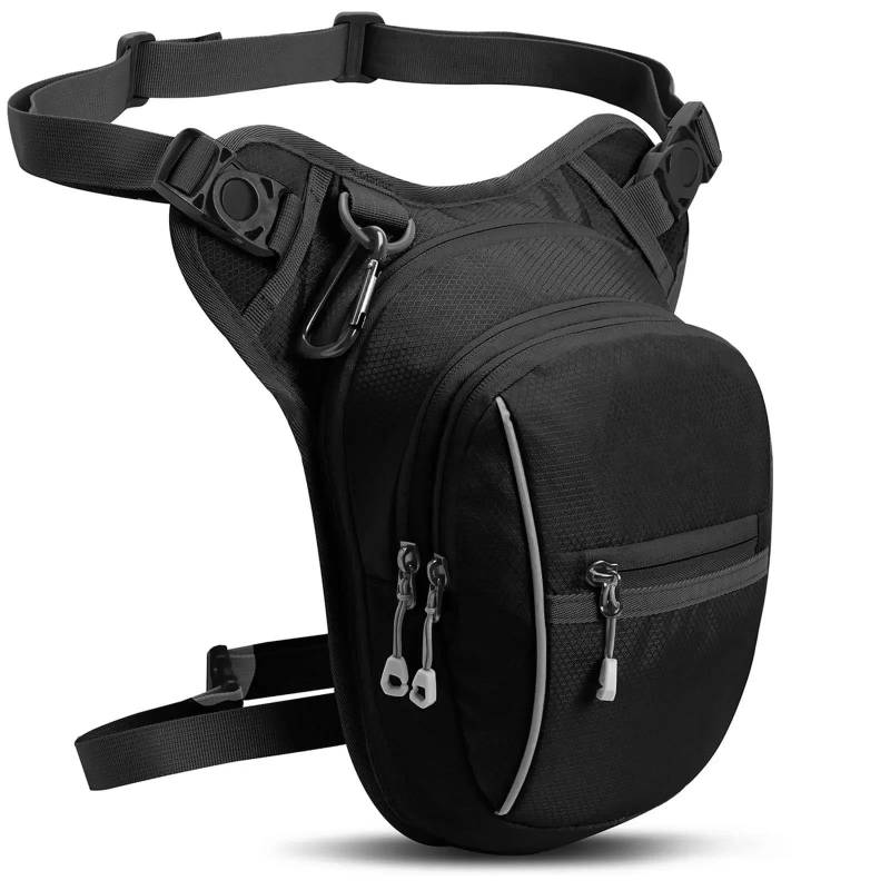 Motorbike Riding Bag Motorrad Drop Taille Bein Tasche Oberschenkel Gürtel Hüfte Bum wasserdichte Motorrad Taktische Reise Handy Geldbörse Fanny Pack Taschen Motorcycle Side Bag(Black) von HXCKBLBY