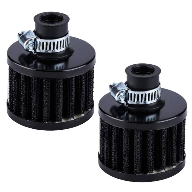 2 x 12 mm Luftfilter Mini Universal roter Motorkegel Kaltreinigung Lufteinlassfilter Turbo Entlüftungsfilter Schwarz von HXGXKBQ