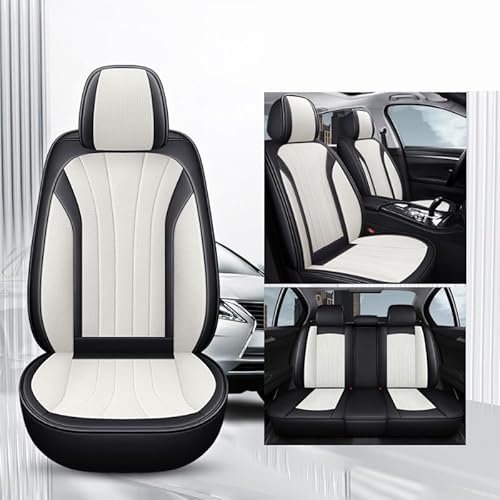 HXLOOK Auto Sitzbezüge Sets Für FIAT 600e 2023, Leder Wasserdicht Verschleißfest Innenraum Schonbezüge sitzschoner vorne und hinten,Black+White von HXLOOK