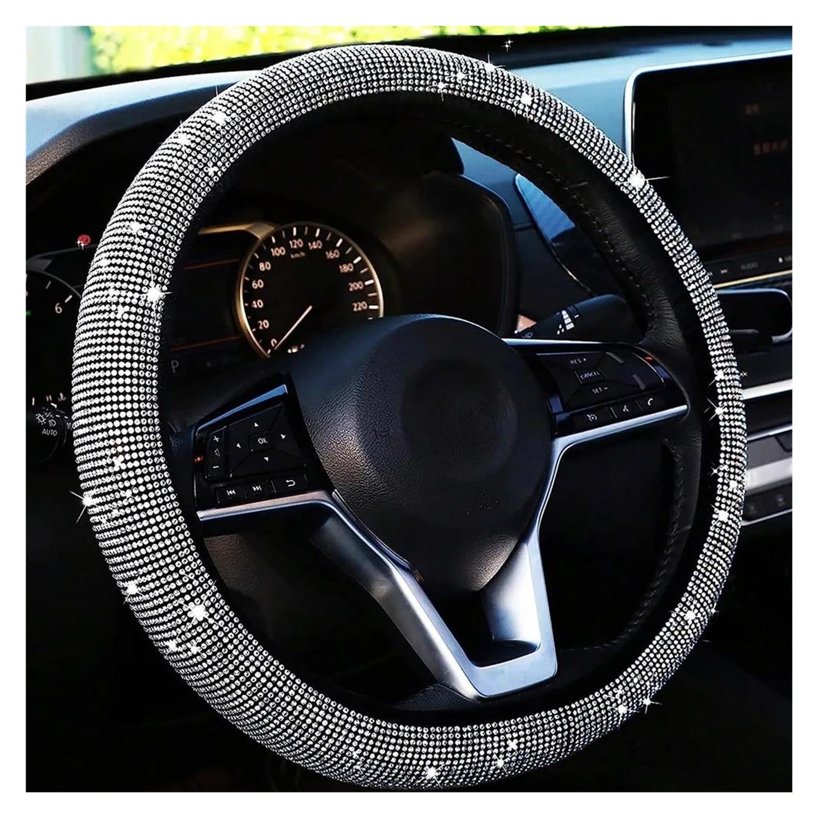 Auto Lenkradbezug Auto-Lenkradbezug Für Damen Strass-Lenkradbezug Girly Bedazzled Girl-Lenkradbezug Schützend Bling-Diamant Lenkradschoner(2) von HXVGEGKPYK