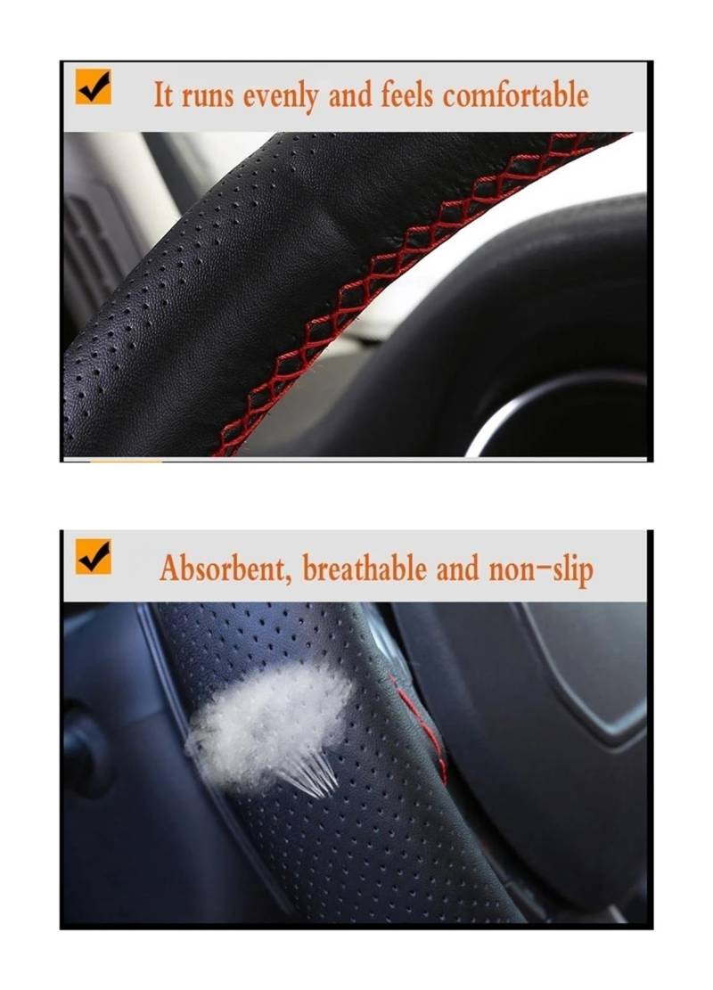 Auto Lenkradbezug Für M&ondeo Für G&alaxy Für S&-max Für 2006-2009 2010 2011 2012 2013 2014 2015 Mikrofaser Leder Lenkung Wrap Auto Zubehör Geflecht Auto Lenkrad Abdeckung Lenkradschoner(Black Thread) von HXVGEGKPYK