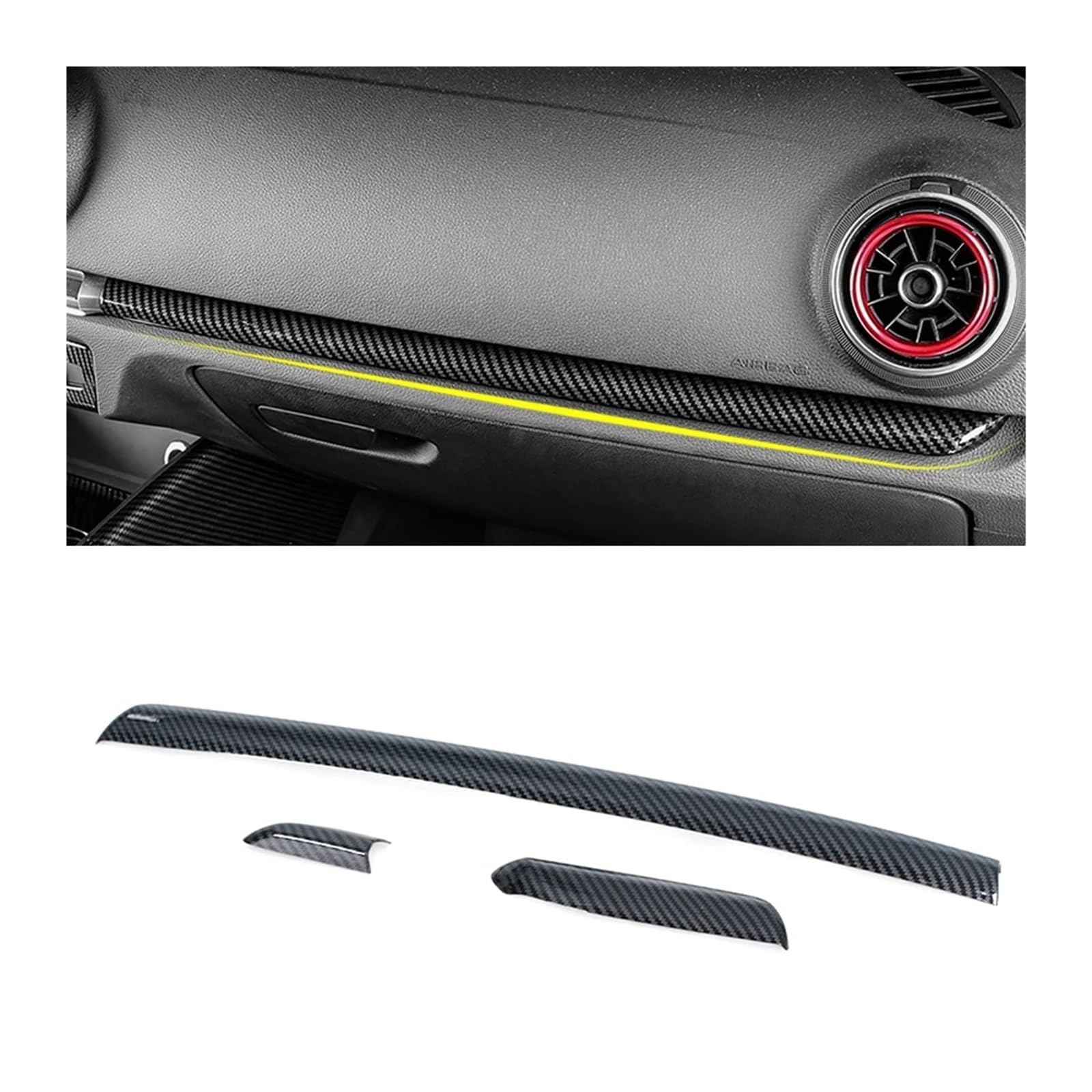 Center Konsole Trim Für A3 S3 RS3 2014 2015 2016 2017 2018 Auto LHD Center Konsole Tür Panel Innenleisten Abdeckung Borte Interieur Control Panel(3pcs Central Control Black) von HXVGEGKPYK