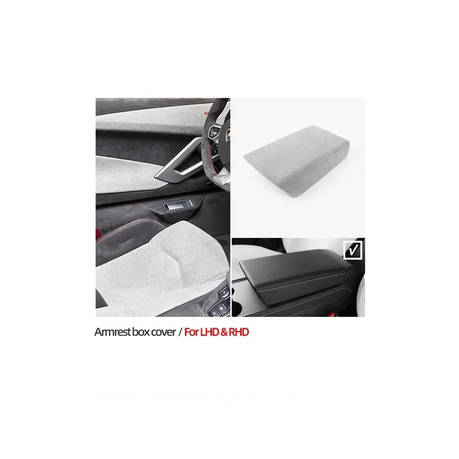 Center Konsole Trim Für T&esla Für Modell 3 Für Modell Y 2018-2023 Auto Mittelkonsole Armlehne Box Deckel Abdeckung Wildleder Wrap Aufbewahrungsbox Fall Kappe Zierleiste Interieur Control Panel(Armres von HXVGEGKPYK