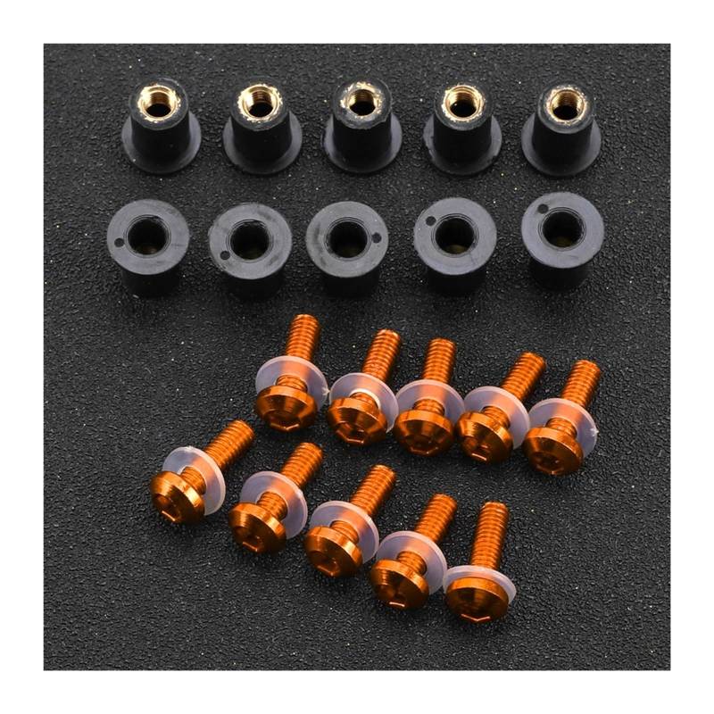 10PCS Motorrad Windschutzscheibe Windschutz Verkleidung Bolzen Schrauben Kit for 390 790 890 950 990 1050 1090 1190 1290 Abenteuer RS ​​2002-2024(Orange) von HXYLS