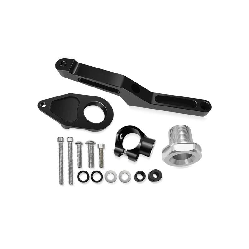 Kompatibel mit ZX-6R ZX6R 2024 ZX 6 R 2009-2024 2025 Motorradstabilisator Lenkungsdämpferhalterung Montagesatz Unterstützungszubehör(Black) von HXYLS