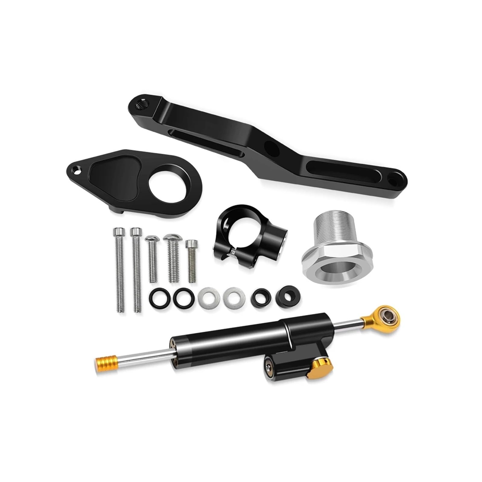 Kompatibel mit ZX-6R ZX6R 2024 ZX 6 R 2009-2024 2025 Motorradstabilisator Lenkungsdämpferhalterung Montagesatz Unterstützungszubehör(Black 1) von HXYLS