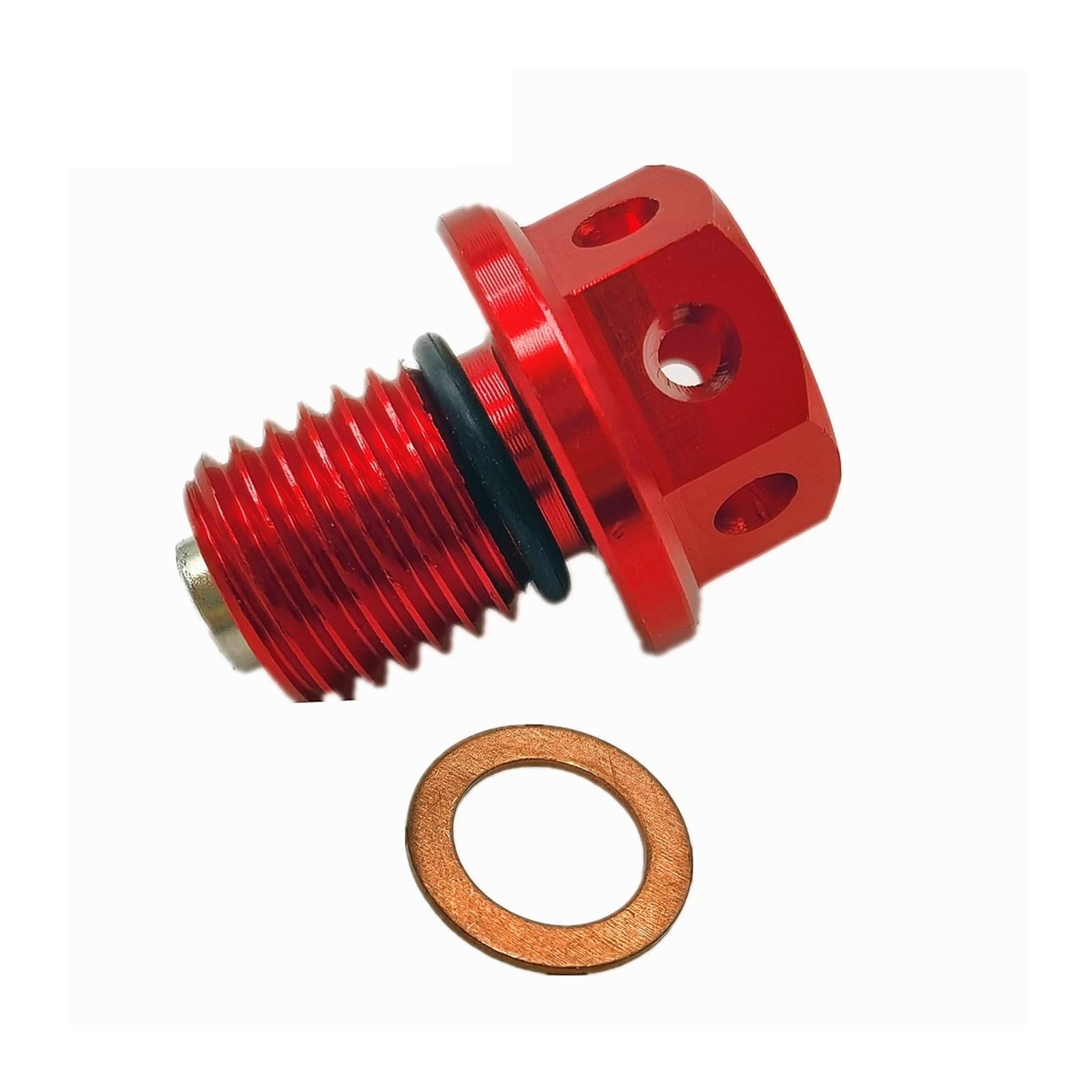 M12x1,5 Magnetische Motorölablassschraube und Unterlegscheibendichtung, kompatibel mit CRF XR Z50 CR80 50cc 90/110/125/140/150CC Pit Dirt Bike(Red) von HXYLS