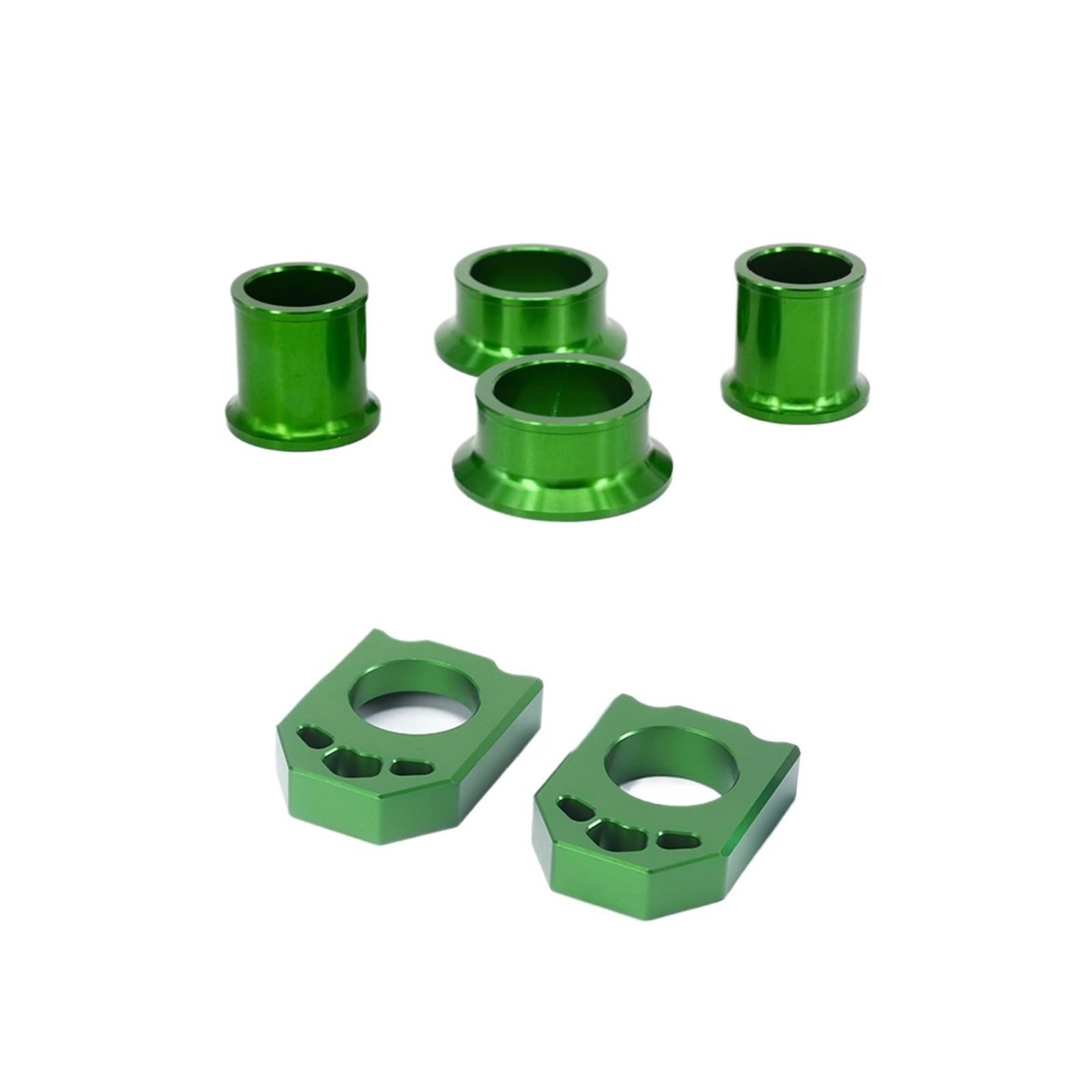 Motorrad CNC Vorderrad-Hinterradnabe Spacer Ketteneinstellung Achsblöcke kompatibel mit KX125 KX250 2006–2008 KX250F KX450F 2006–2016(Green 2) von HXYLS