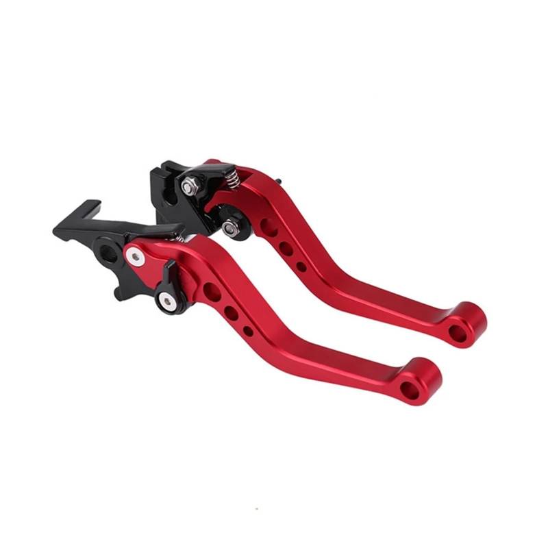 Universal Motorrad Bremshebel Motorrad Zubehör Modifizierte Hupe Einstellbare Handhebel(Red) von HXYLS