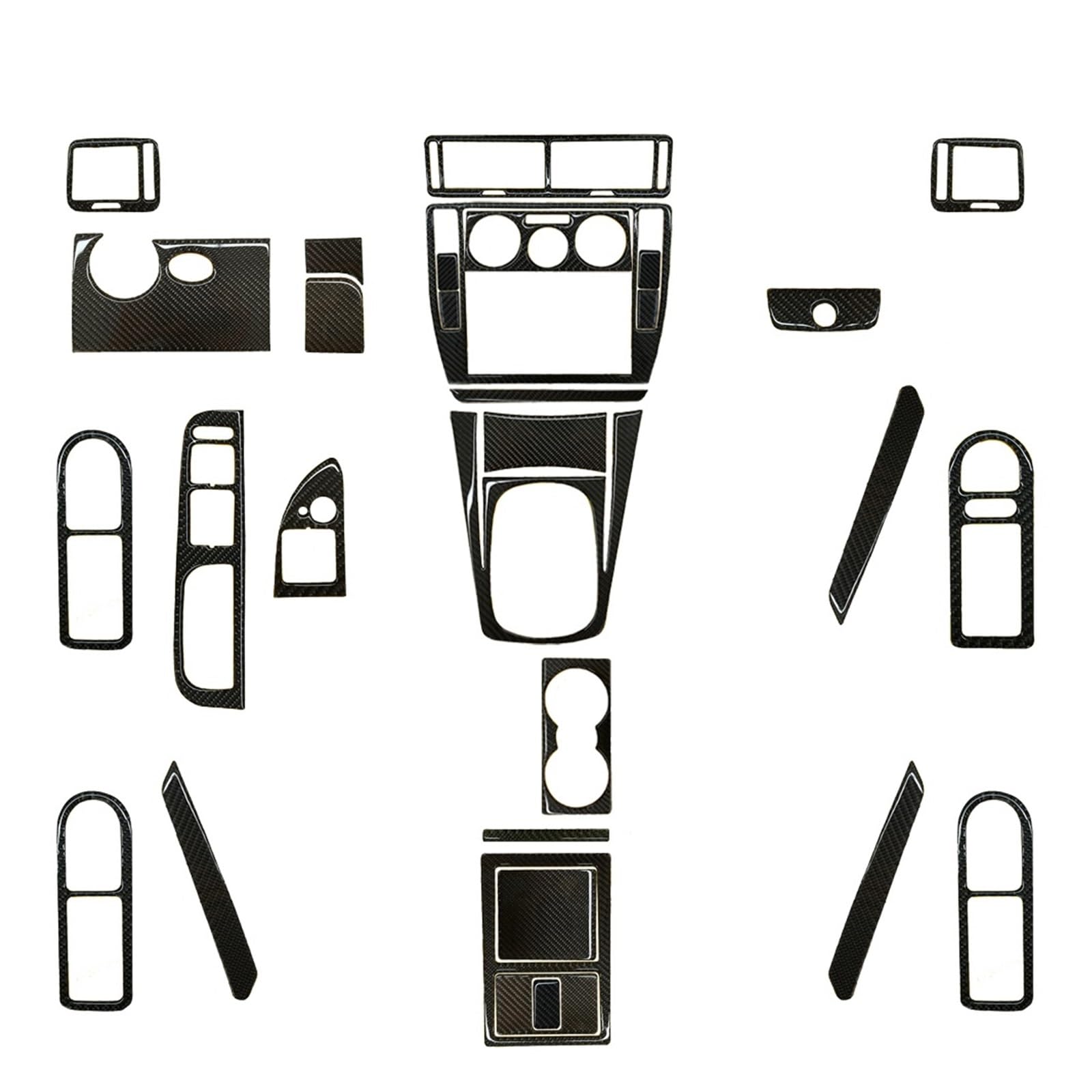 31 Stück Kohlefaser-Kits, komplette Innenverkleidung, Aufkleber, kompatibel for Volkswagen Passat B5 2001–2005, Auto-Dekoration, Zubehör, Aufkleber(Black LHD Full Set) von HXYUA