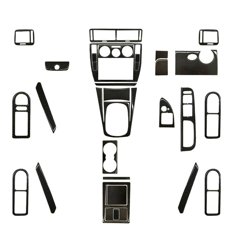 31 Stück Kohlefaser-Kits, komplette Innenverkleidung, Aufkleber, kompatibel for Volkswagen Passat B5 2001–2005, Auto-Dekoration, Zubehör, Aufkleber(Black RHD Full Set) von HXYUA