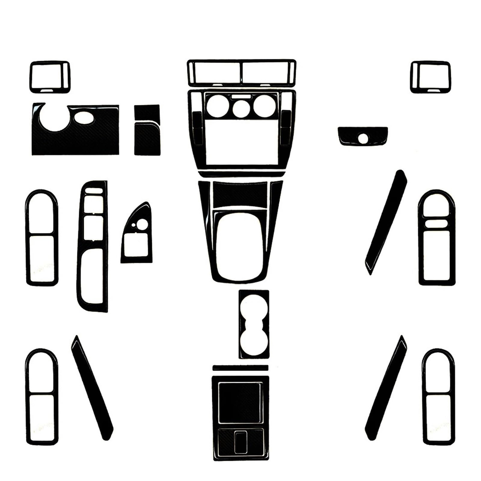 31 Stück Kohlefaser-Kits, komplette Innenverkleidung, Aufkleber, kompatibel for Volkswagen Passat B5 2001–2005, Auto-Dekoration, Zubehör, Aufkleber(Piano Black LHD) von HXYUA