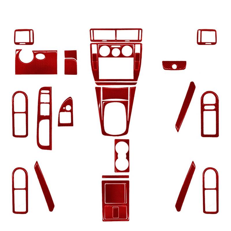 31 Stück Kohlefaser-Kits, komplette Innenverkleidung, Aufkleber, kompatibel for Volkswagen Passat B5 2001–2005, Auto-Dekoration, Zubehör, Aufkleber(Red LHD Full Set) von HXYUA