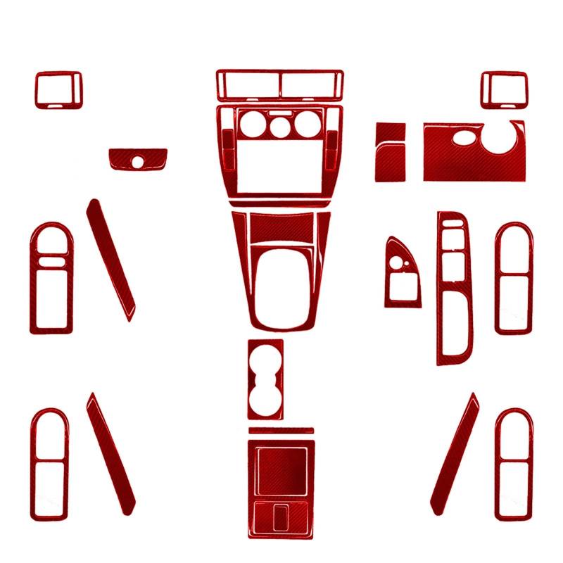 31 Stück Kohlefaser-Kits, komplette Innenverkleidung, Aufkleber, kompatibel for Volkswagen Passat B5 2001–2005, Auto-Dekoration, Zubehör, Aufkleber(Red RHD Full Set) von HXYUA