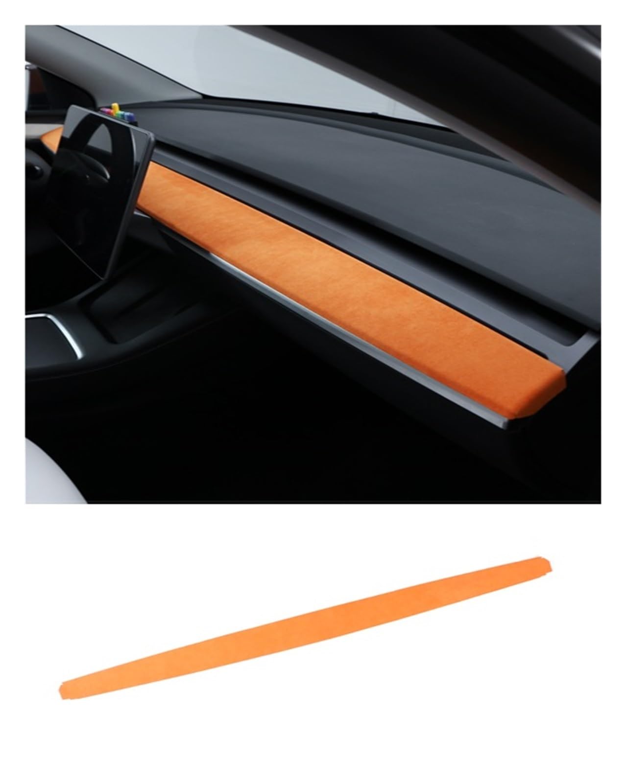 Armaturenbrett-Abdeckung kompatibel for Tesla Model 3 Y 2019–2023 Warp Armaturenbrett-Panel-Dekor Innenaufkleber Auto-Styling-Formteile(2969 orange) von HXYUA