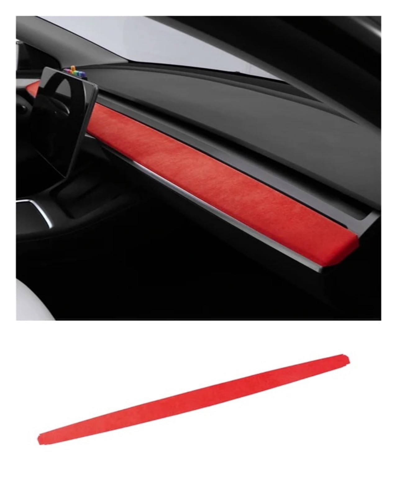 Armaturenbrett-Abdeckung kompatibel for Tesla Model 3 Y 2019–2023 Warp Armaturenbrett-Panel-Dekor Innenaufkleber Auto-Styling-Formteile(4996 red) von HXYUA