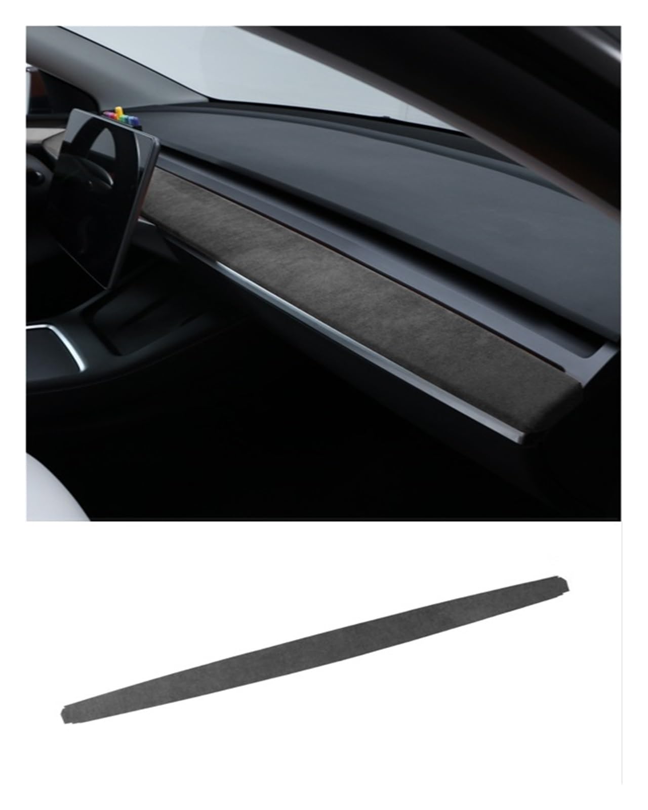 Armaturenbrett-Abdeckung kompatibel for Tesla Model 3 Y 2019–2023 Warp Armaturenbrett-Panel-Dekor Innenaufkleber Auto-Styling-Formteile(9002 Black) von HXYUA