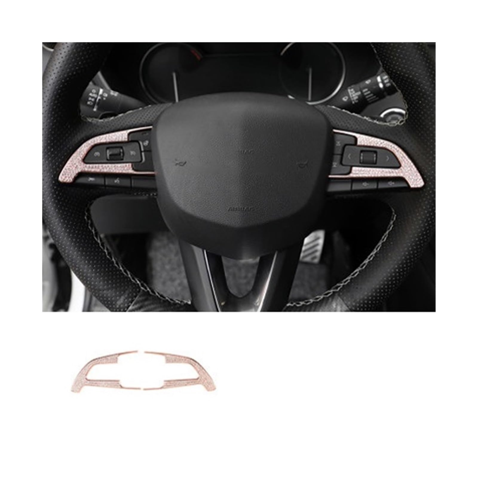 Auto-Innenraum-Diamant-Aufkleber, zentraler Bedienknopf, Lenkrad, Luftauslass, Multimedia-Taste, dekorativ, kompatibel mit Cadillac XT4 CT5 CT4(Rose Gold 2pcs-03) von HXYUA