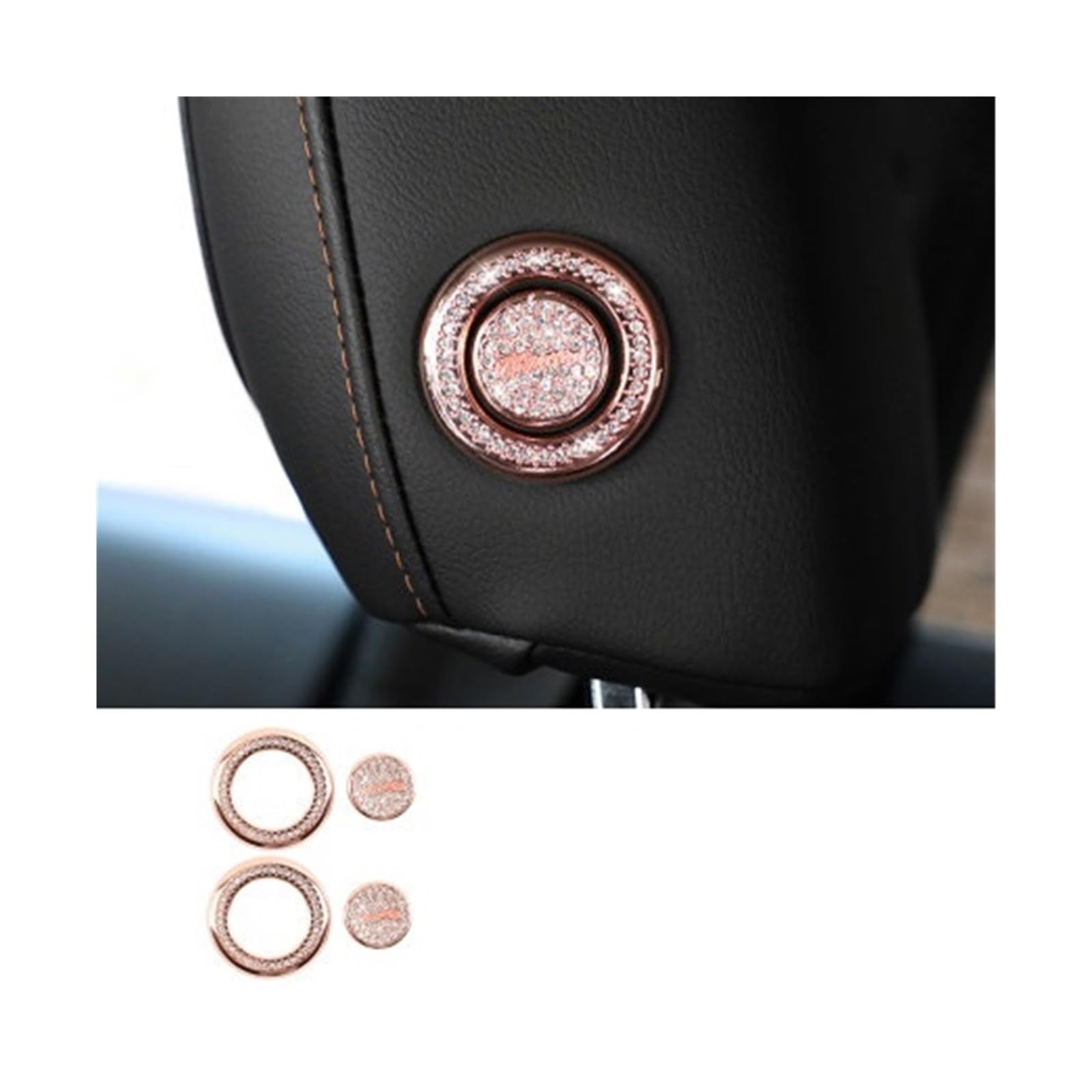 Auto-Innenraum-Diamant-Aufkleber, zentraler Bedienknopf, Lenkrad, Luftauslass, Multimedia-Taste, dekorativ, kompatibel mit Cadillac XT4 CT5 CT4(Rose Gold 4pcs) von HXYUA