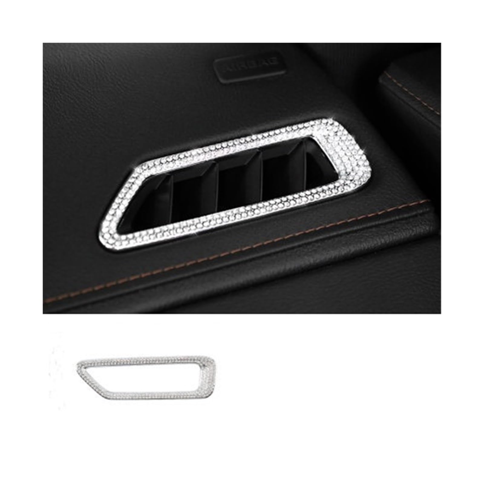 Auto-Innenraum-Diamant-Aufkleber, zentraler Bedienknopf, Lenkrad, Luftauslass, Multimedia-Taste, dekorativ, kompatibel mit Cadillac XT4 CT5 CT4(Sliver 1pcs-01) von HXYUA